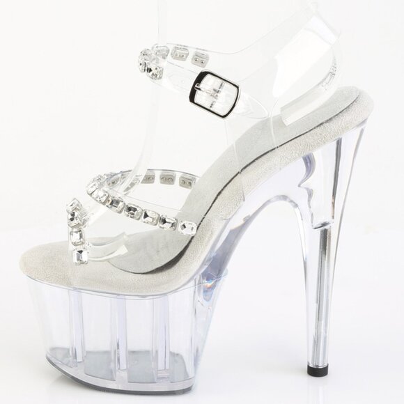 Platform Glass Crystal Rhinestone High Heel Shoes